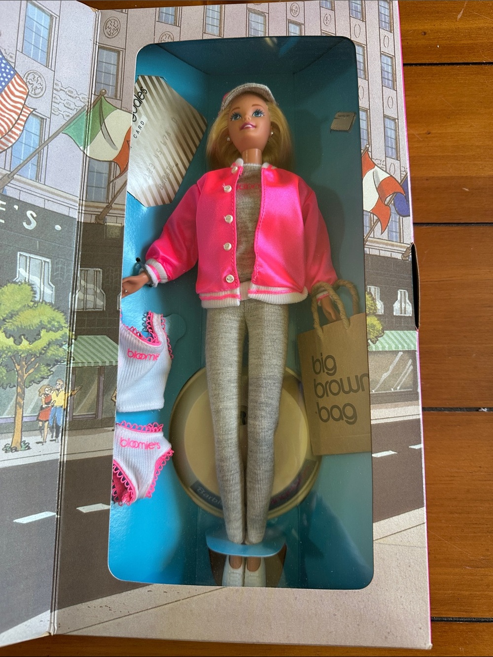 Mattel Bloomingdale’s Fashion Barbie Doll with Pink Satin Jacket and Gray Outfit